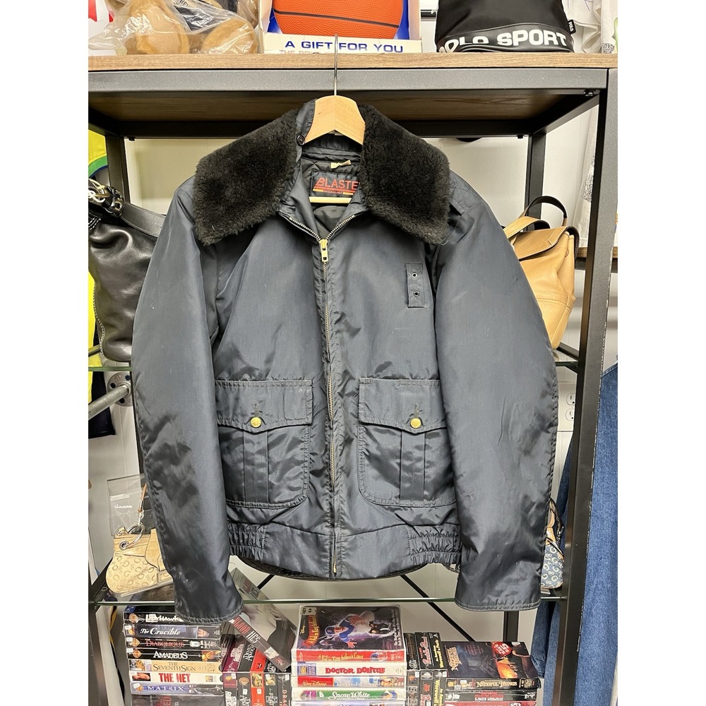 Vintage Blaster By Ashley Blue Full Zip Fur Collared Bomber Jacket Size 38